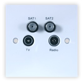 Triax TV/Radio/Sat/Sat Quad Outlet White 304109